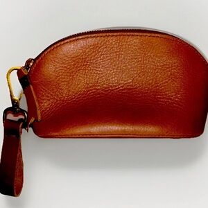 Madewell Brown Leather Zip Pouch Wristlet Clutch Genuine Leather NWT